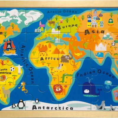 Puzzle cadre carte du monde
